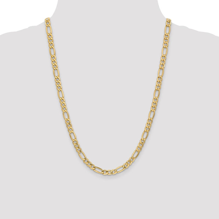 Buy 14K Gold 24-Inch Semi-Solid Figaro Chain - Stylish 6.25mm Links-4