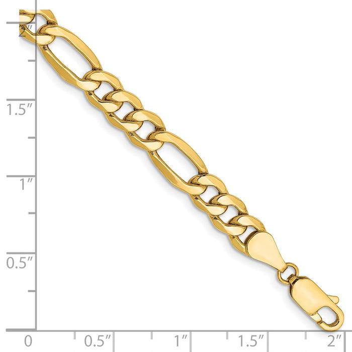 Buy Luxury 14K Gold 7-Inch Figaro Bracelet - 6.25mm Links, Stylish Design-2