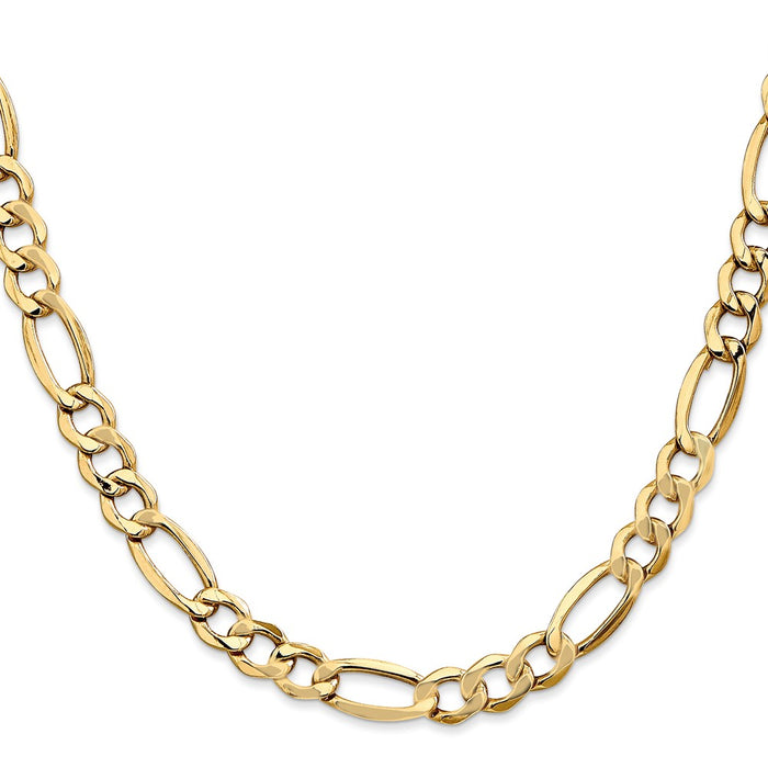 Shop Stylish 14K Gold 22-Inch Figaro Chain - 7.3mm, Luxury Lobster Clasp-2