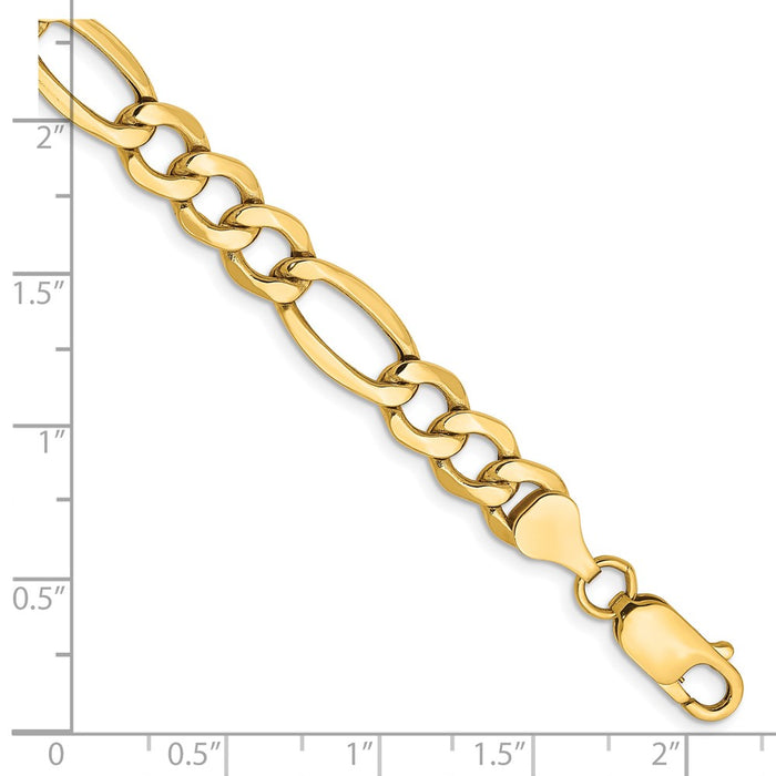 Shop 14K Gold 8-Inch Figaro Bracelet, 7.3mm Links - Stylish Luxury Accessory!-2