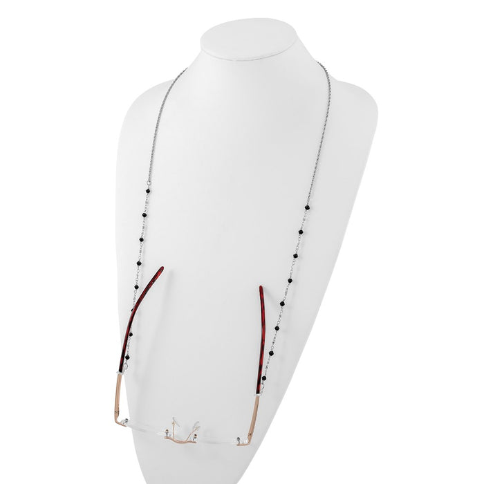 Buy Stylish 32-Inch Silver-Tone Eyewear Holder with Black Beads - Value Accessory-3