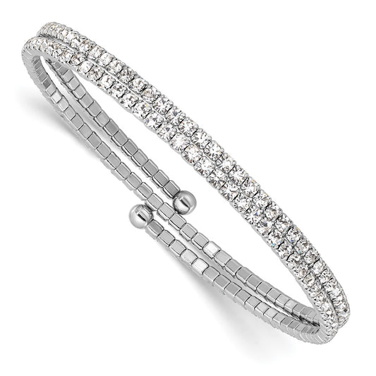 Buy Stylish Silver-Tone Double Row Crystal Wrap Bracelet | Affordable Elegance