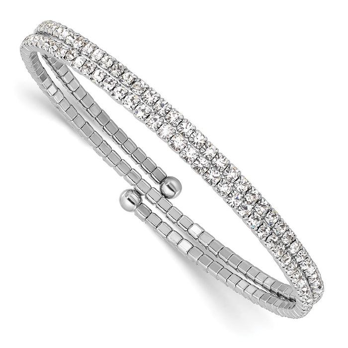 Buy Stylish Silver-Tone Double Row Crystal Wrap Bracelet | Affordable Elegance-1