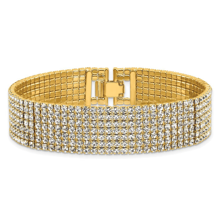 Buy Stylish 7-Inch Radiant Gold-Tone Multi-Strand Crystal Bracelet - Luxury Value-3