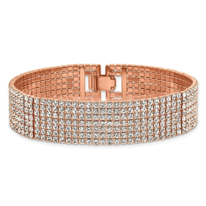 Designer Rose Gold Multi-Strand Crystal Bracelet - 7 Inch, Stylish Value!-3