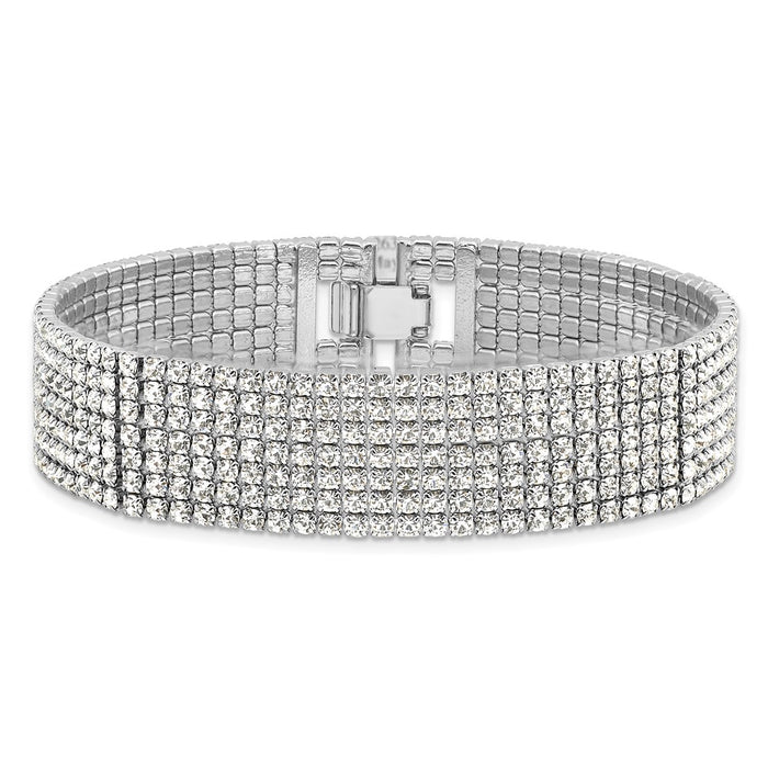 Exclusive Silver-Tone Multi-Strand Crystal Bracelet - 7 Inch Stylish Value-3