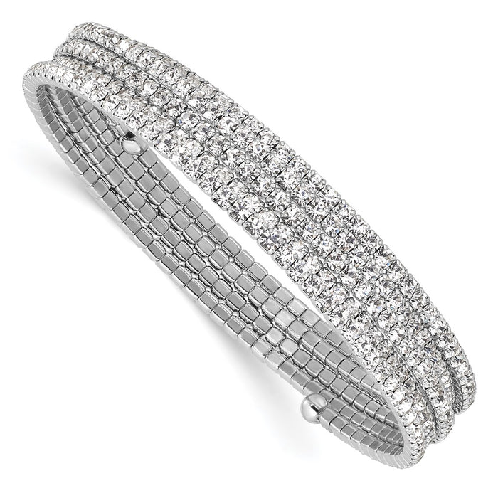 High-Quality Silver-Tone Crystal Five-Row Wrap Bracelet - Stylish & Affordable!-1