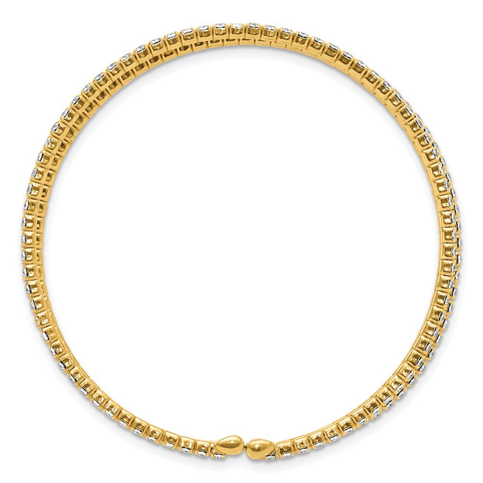 Exclusive Radiant Gold-tone Crystal Triple Row Cuff Bangle - Stylish & Adjustable-2