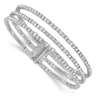 Buy Stylish Silver-Tone Crystal Triple Row Cuff Bracelet - Affordable Luxury!