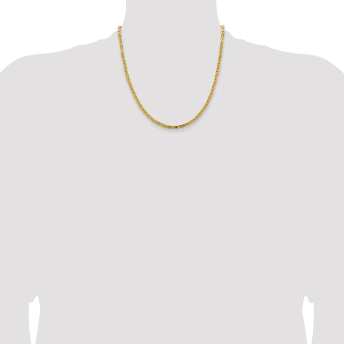 Buy Stylish 14K Gold Byzantine Chain - 20-Inch, 3.25mm, Luxury Design-4