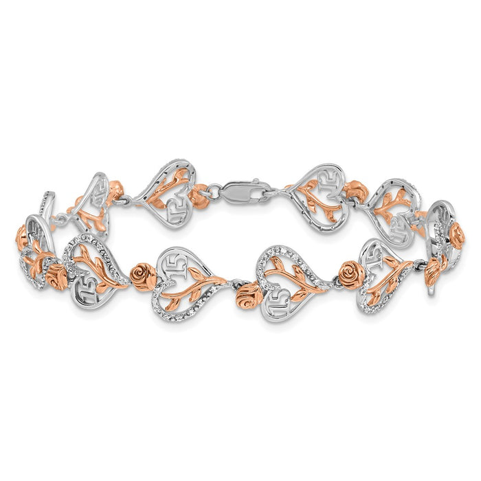 Buy Exclusive 14K White & Rose Gold Diamond Heart Bracelet - Stylish Quinceaera Gift-3