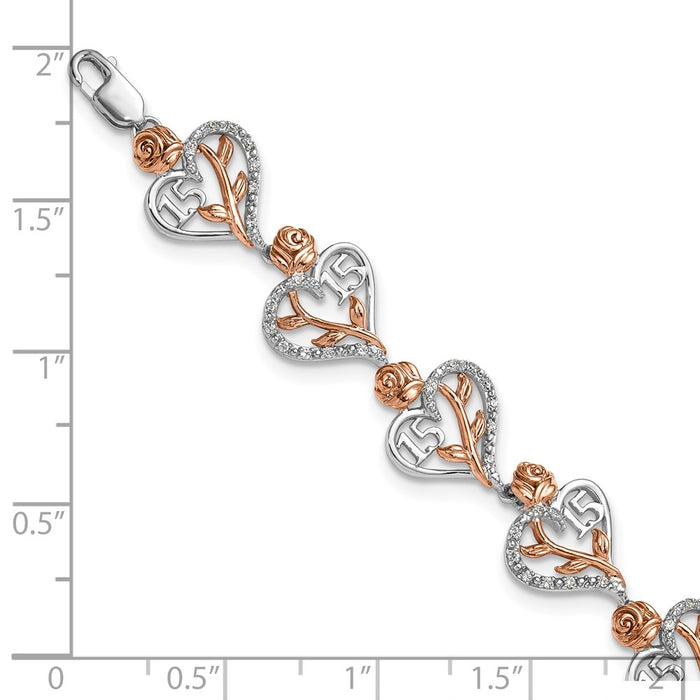 Buy Exclusive 14K White & Rose Gold Diamond Heart Bracelet - Stylish Quinceaera Gift-5