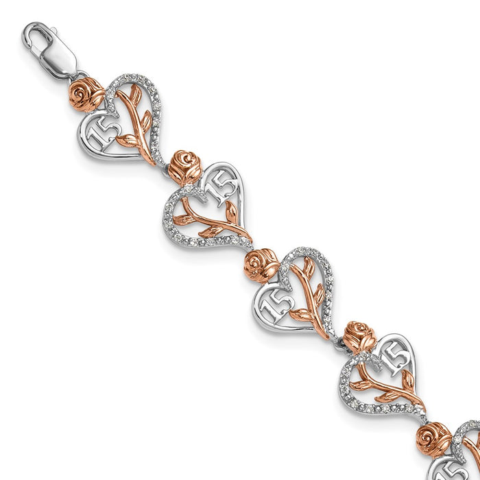 Buy Exclusive 14K White & Rose Gold Diamond Heart Bracelet - Stylish Quinceaera Gift-1
