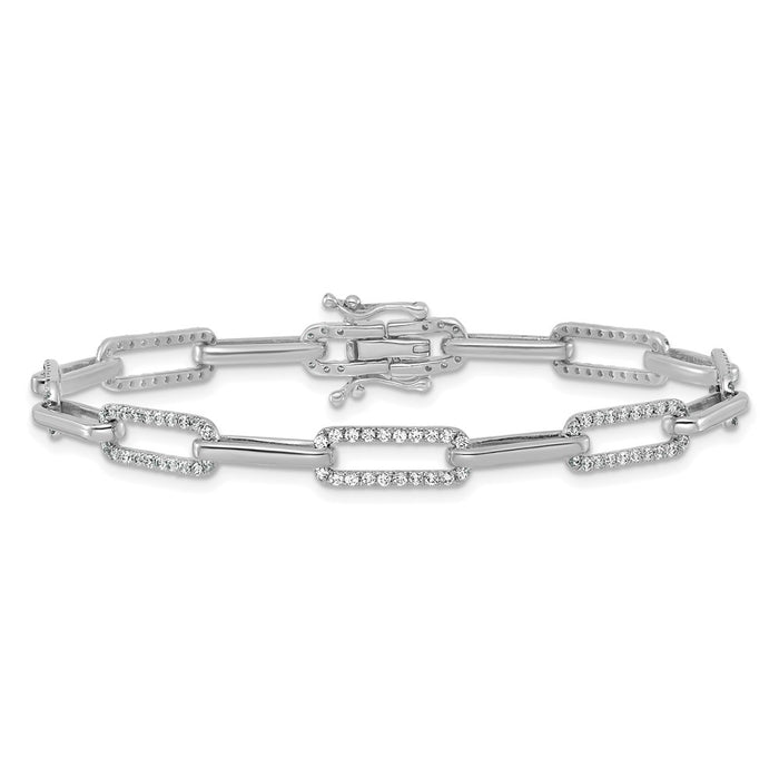 Buy Exclusive 14K White Gold Polished Diamond Paperclip Bracelet - Luxury Value-3