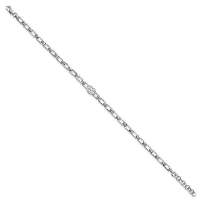 Buy 14K White Gold Polished Diamond Oval Cluster Bracelet - Stylish 1-Inch Extension-2
