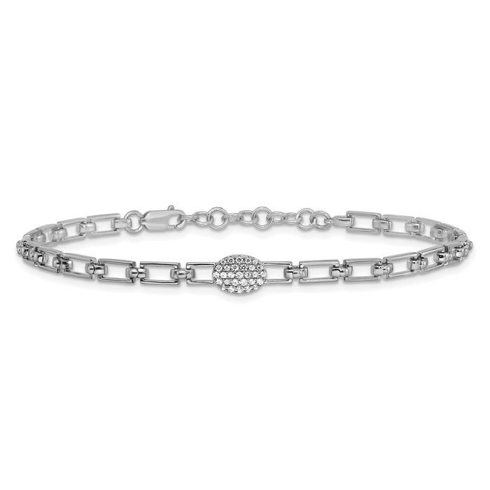 Buy 14K White Gold Polished Diamond Oval Cluster Bracelet - Stylish 1-Inch Extension-3