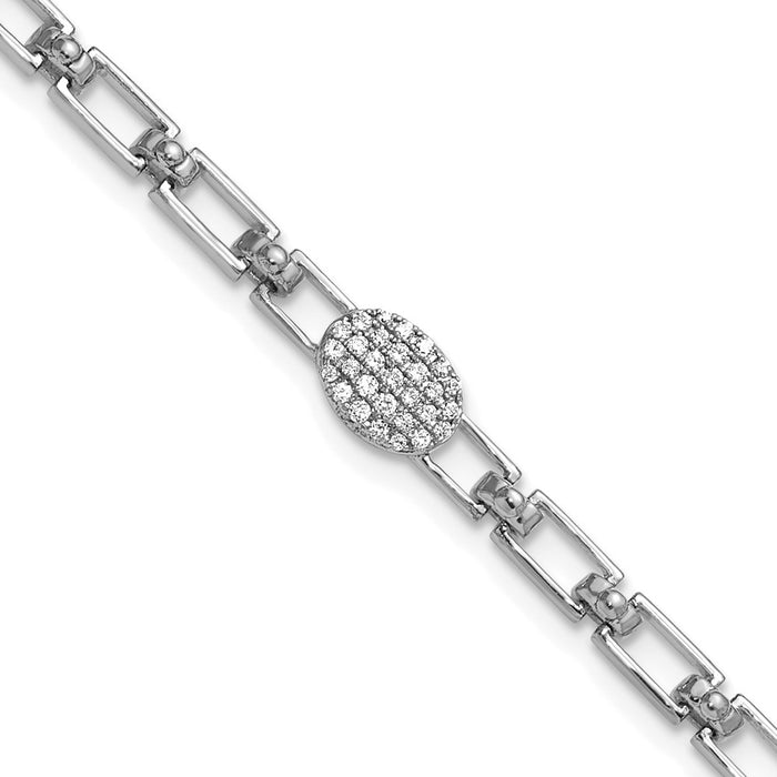 Buy 14K White Gold Polished Diamond Oval Cluster Bracelet - Stylish 1-Inch Extension-1