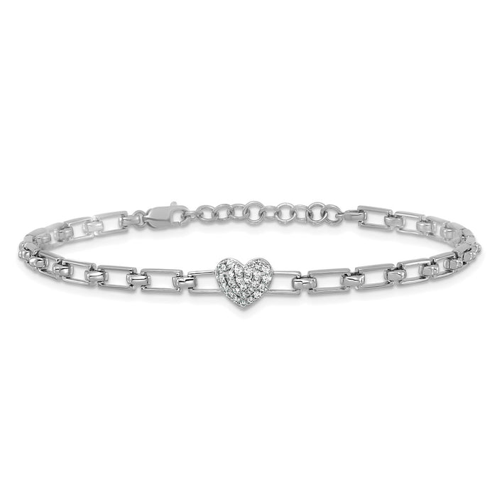 Buy Stylish 14K White Gold Diamond Heart Cluster Bracelet, 1-Inch Extension-3