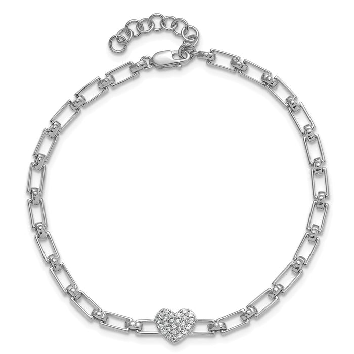 Buy Stylish 14K White Gold Diamond Heart Cluster Bracelet, 1-Inch Extension-4