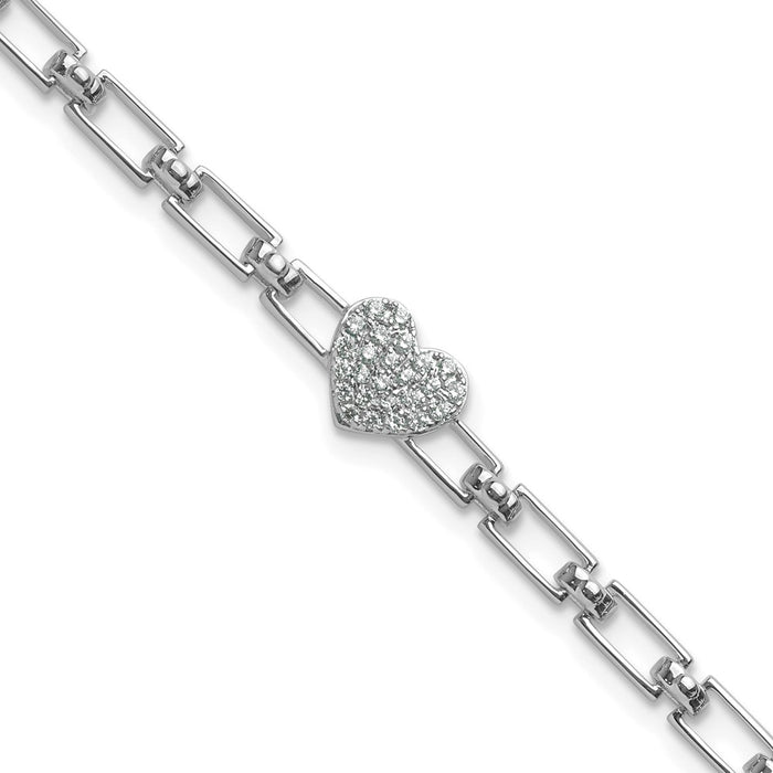 Buy Stylish 14K White Gold Diamond Heart Cluster Bracelet, 1-Inch Extension-1