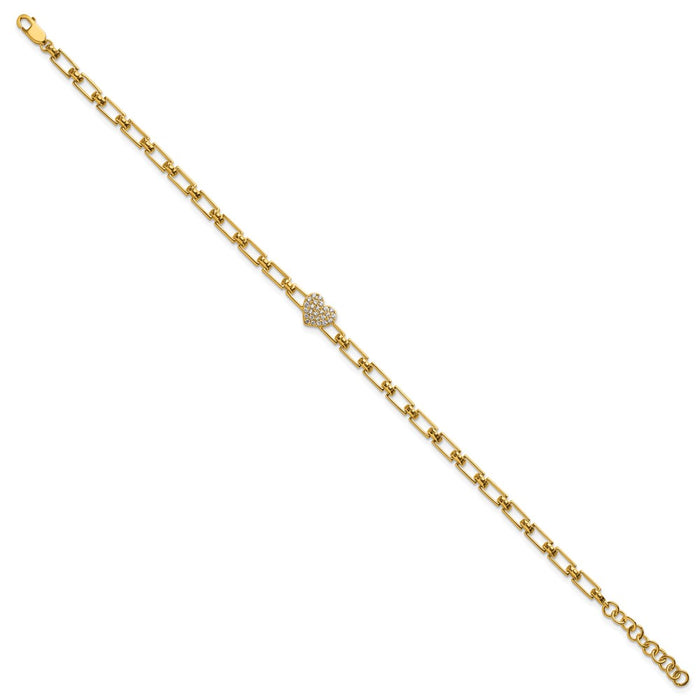Exclusive 14K Gold Diamond Heart Cluster Bracelet - Stylish 1-Inch Extension-2
