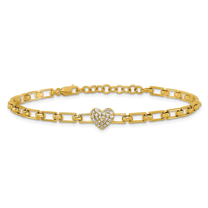 Exclusive 14K Gold Diamond Heart Cluster Bracelet - Stylish 1-Inch Extension-3