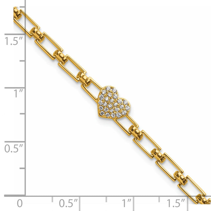 Exclusive 14K Gold Diamond Heart Cluster Bracelet - Stylish 1-Inch Extension-5
