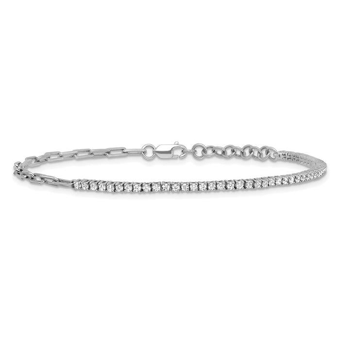 Buy Stylish 14K White Gold Polished Diamond Bracelet - 1-Inch Extension-3