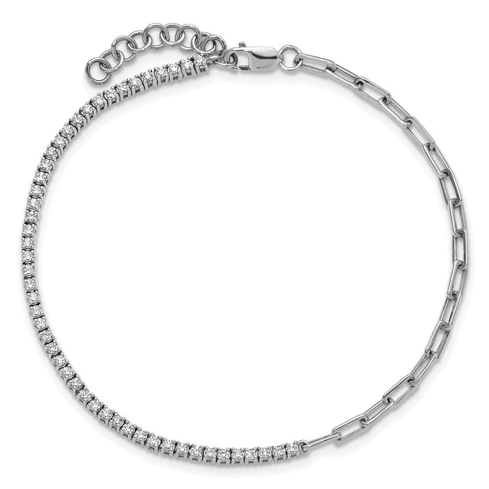 Buy Stylish 14K White Gold Polished Diamond Bracelet - 1-Inch Extension-4