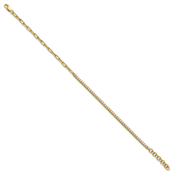 Exclusive 14K Gold Polished Diamond Fancy Link Bracelet - Stylish 1-Inch Extension-2