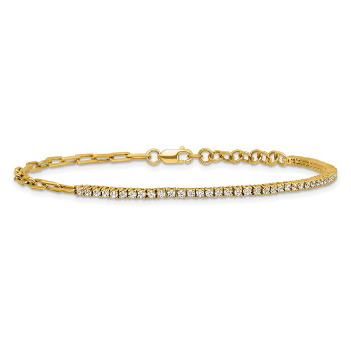Exclusive 14K Gold Polished Diamond Fancy Link Bracelet - Stylish 1-Inch Extension-3