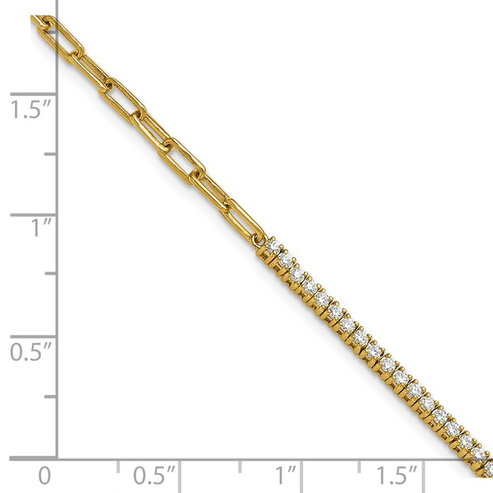 Exclusive 14K Gold Polished Diamond Fancy Link Bracelet - Stylish 1-Inch Extension-5