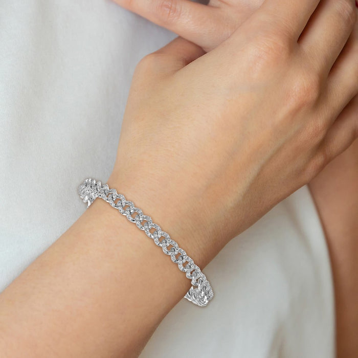 Shop Stylish 14K White Gold Diamond Curb Bracelet - Exclusive Design, Affordable Luxury-6