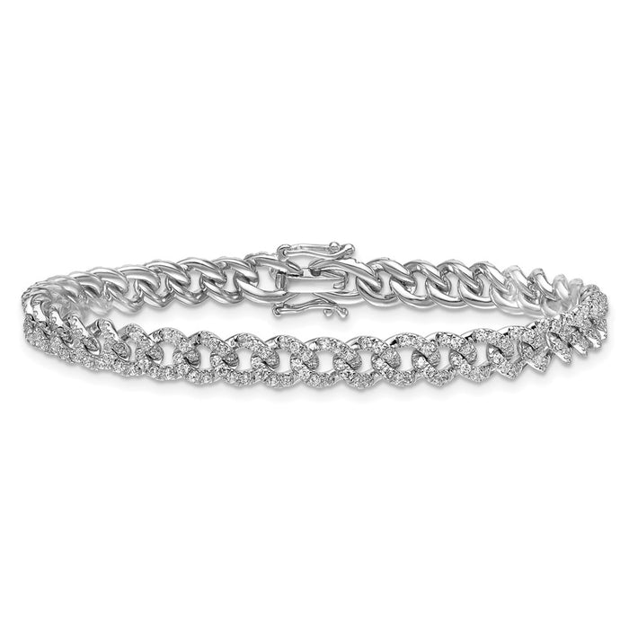 Shop Stylish 14K White Gold Diamond Curb Bracelet - Exclusive Design, Affordable Luxury-3