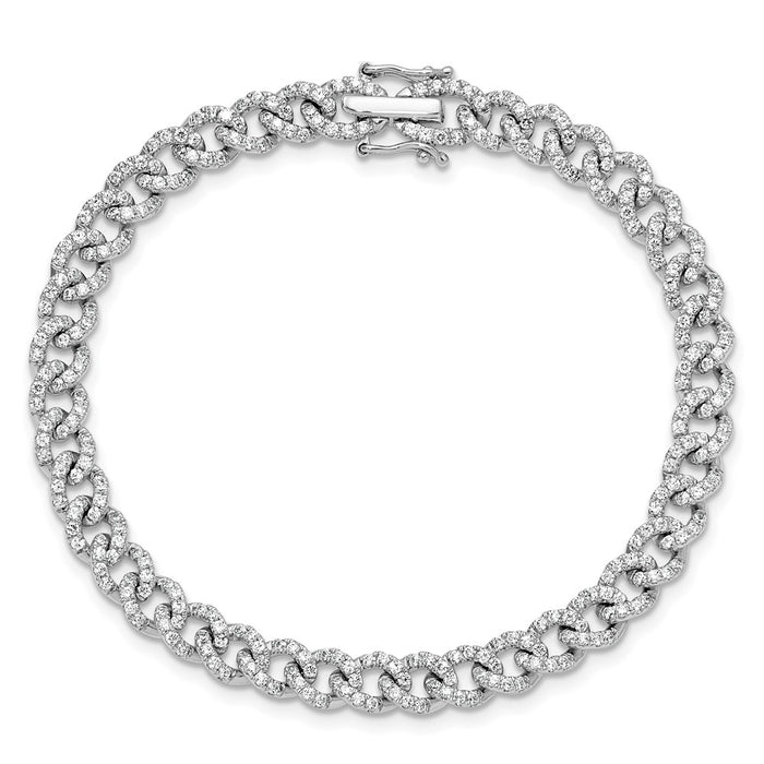 Shop Stylish 14K White Gold Diamond Curb Bracelet - Exclusive Design, Affordable Luxury-4