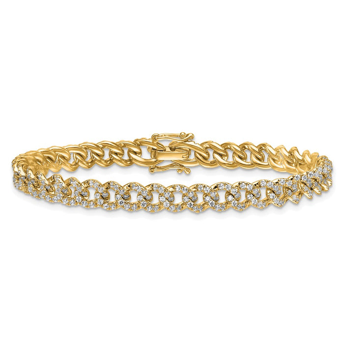 Buy 14K Gold Polished Diamond Fancy Curb Bracelet - Stylish & Affordable Luxury!-3