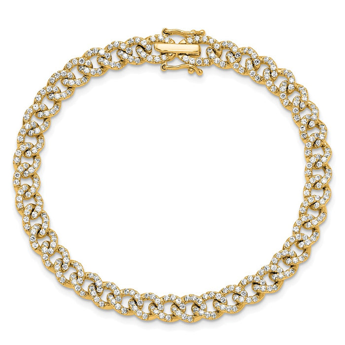 Buy 14K Gold Polished Diamond Fancy Curb Bracelet - Stylish & Affordable Luxury!-4