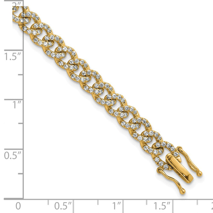 Buy 14K Gold Polished Diamond Fancy Curb Bracelet - Stylish & Affordable Luxury!-5