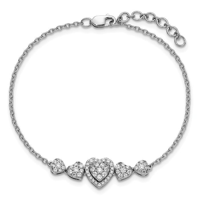 Exclusive 14K White Gold Diamond Heart Bracelet - Stylish 1-Inch Extension-4