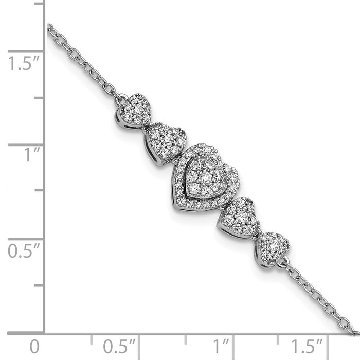 Exclusive 14K White Gold Diamond Heart Bracelet - Stylish 1-Inch Extension-5