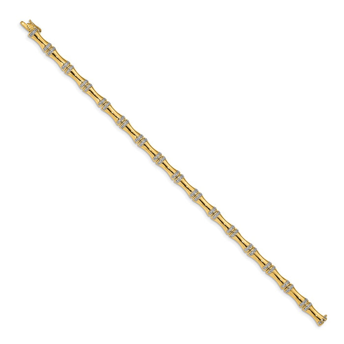 Shop Exclusive 14K Gold Bamboo-Inspired Diamond Bracelet - Stylish & Affordable-2
