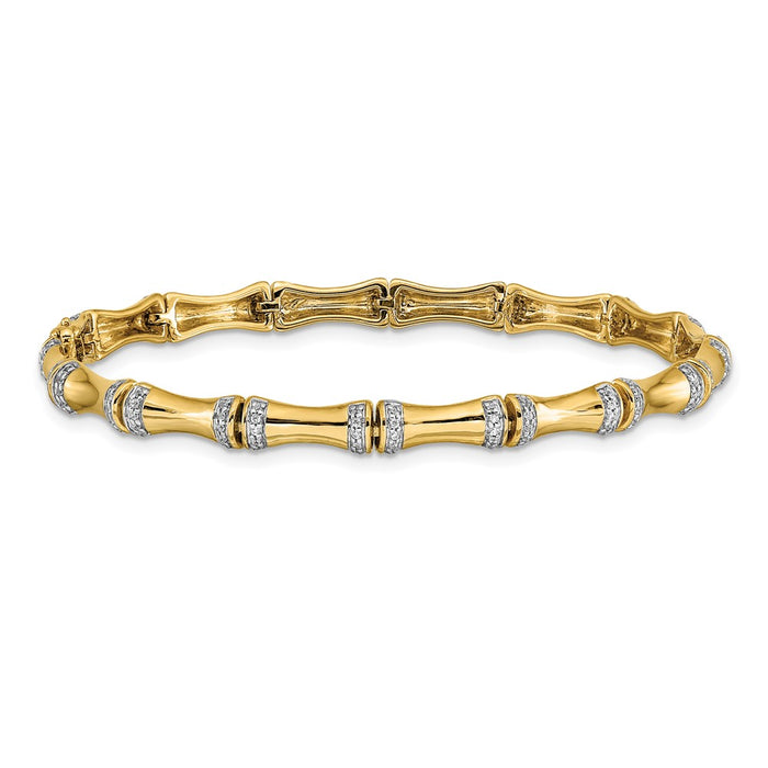 Shop Exclusive 14K Gold Bamboo-Inspired Diamond Bracelet - Stylish & Affordable-3
