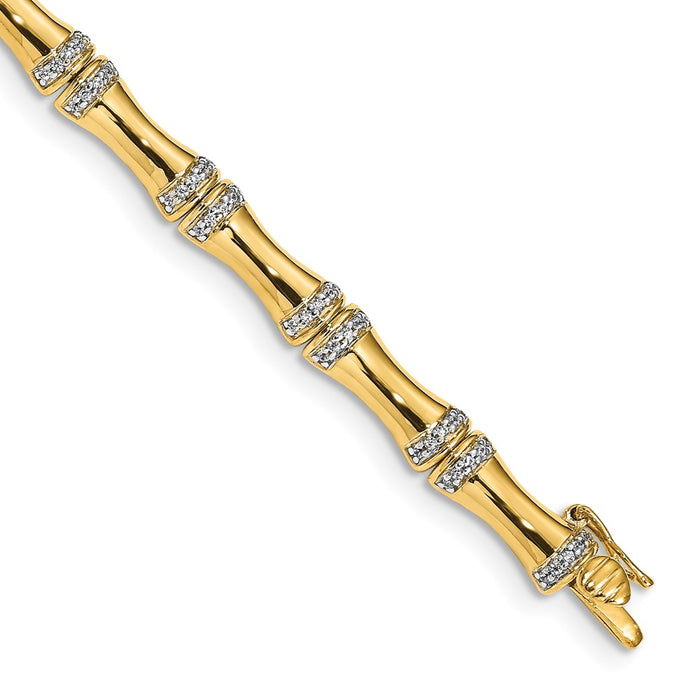 Shop Exclusive 14K Gold Bamboo-Inspired Diamond Bracelet - Stylish & Affordable-1