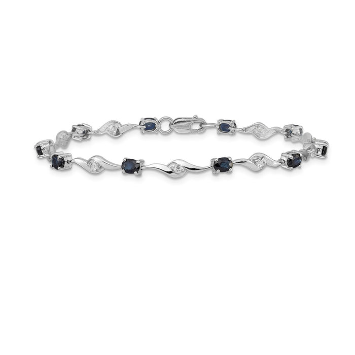 Shop Exclusive 14K White Gold Bracelet with Blue & White Sapphires - Stylish Value!-3