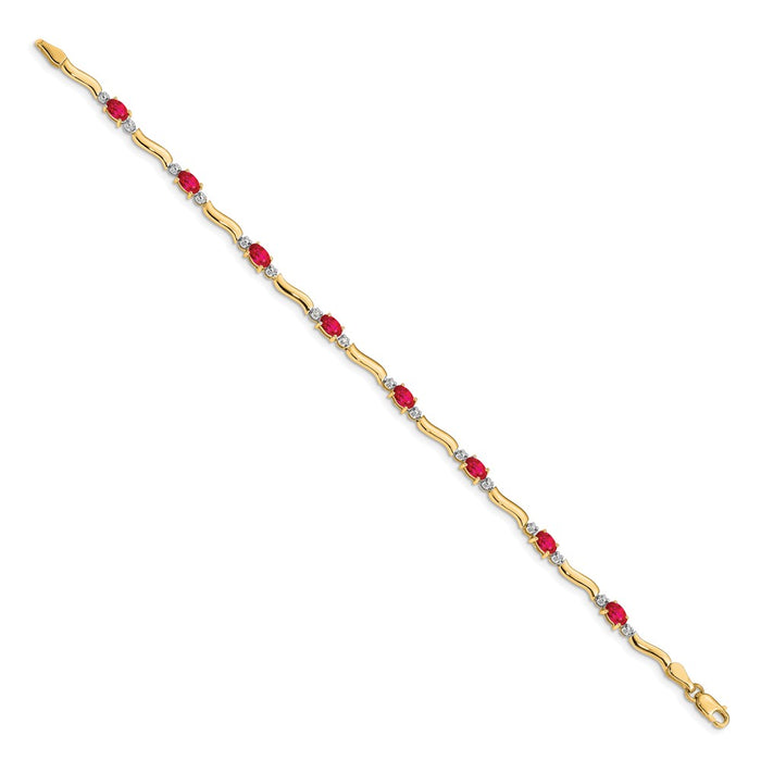 Buy Stylish 14K Gold Diamond & Ruby Bracelet - Luxury at an Affordable Price-2