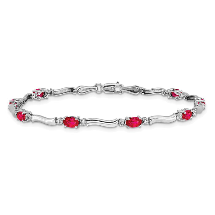 Shop Exclusive 14K White Gold Ruby & Diamond Bracelet - Stylish Luxury Value!-3