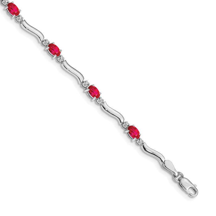 Shop Exclusive 14K White Gold Ruby & Diamond Bracelet - Stylish Luxury Value!-1