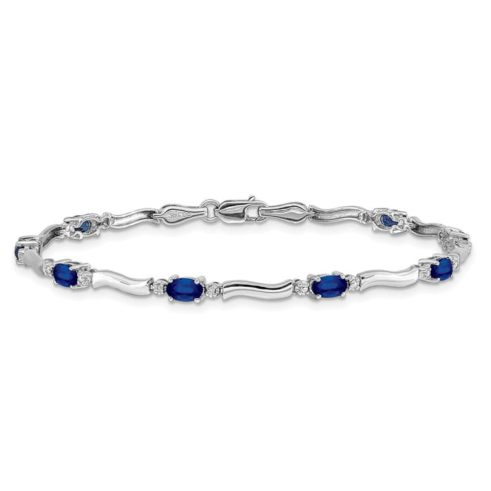 Exclusive 14K White Gold Bracelet with Diamonds & Sapphires - Stylish Value-3