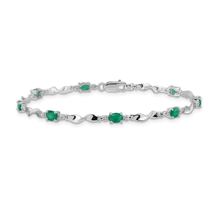 Shop Exclusive 14K White Gold Emerald & Diamond Bracelet - Stylish Luxury-3