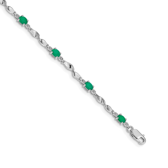 Shop Exclusive 14K White Gold Emerald & Diamond Bracelet - Stylish Luxury-1